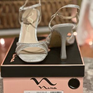 Nina Sparkling Silver Strappy Heels